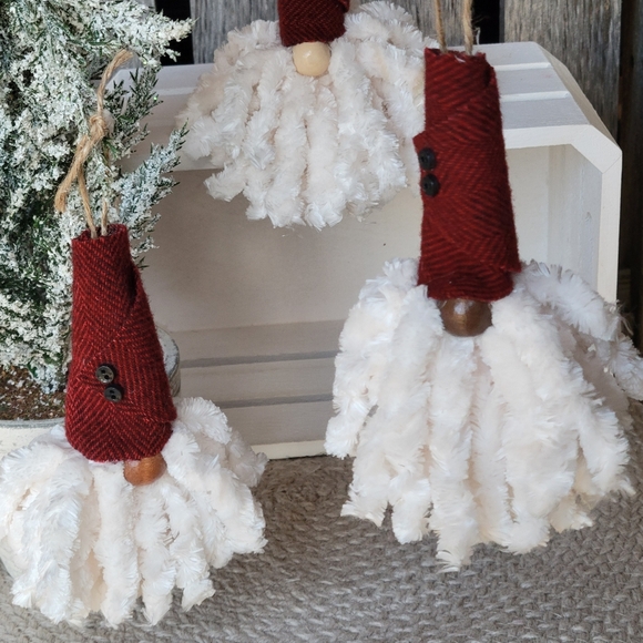 Hand Crafted Other - Handcrafted fluffy bearded Santa GNOMIE ornaments